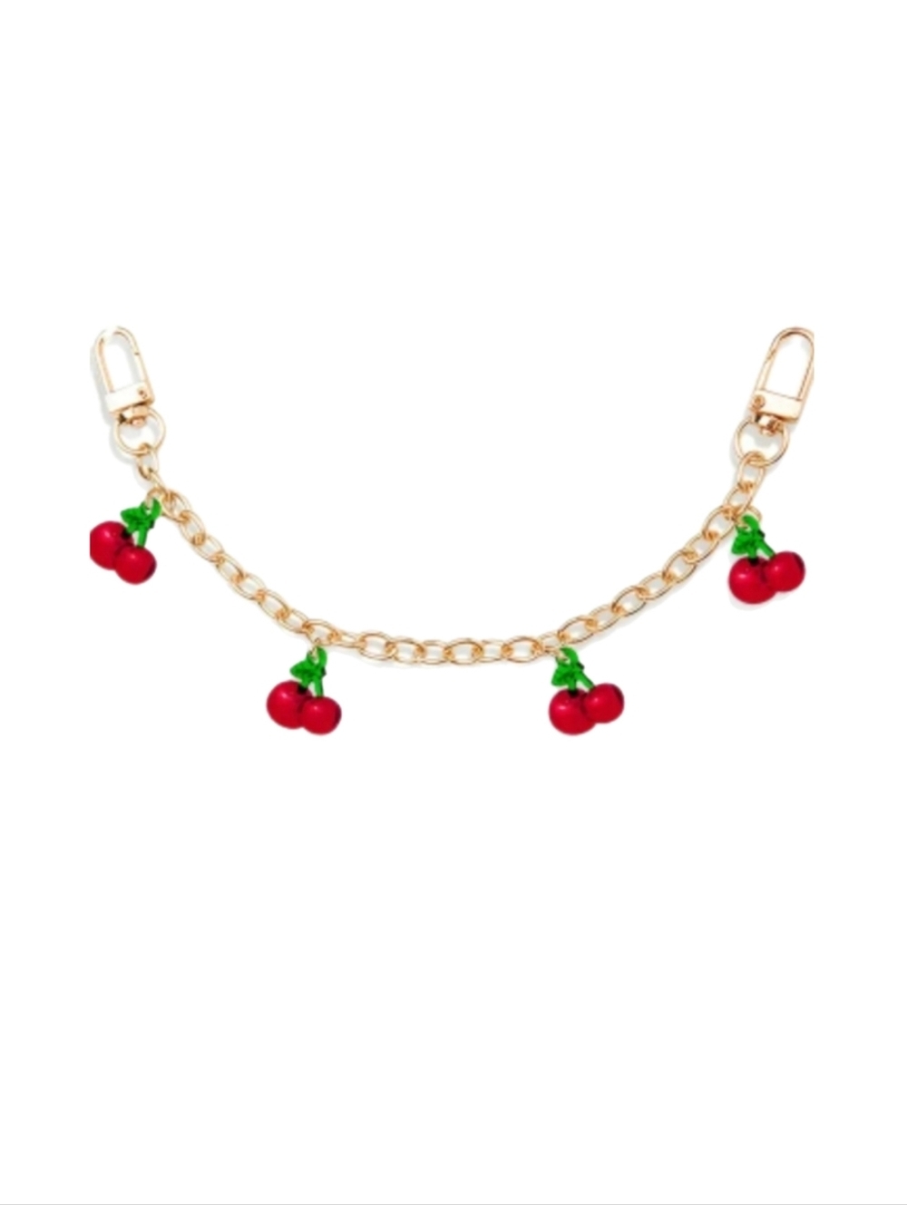 Cherry Bag Charm Chain Gold Tone Cute Fruit Purse Charm NWT